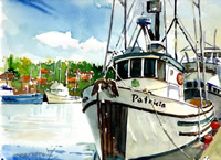 帰港した漁船（米国、ニューポート）